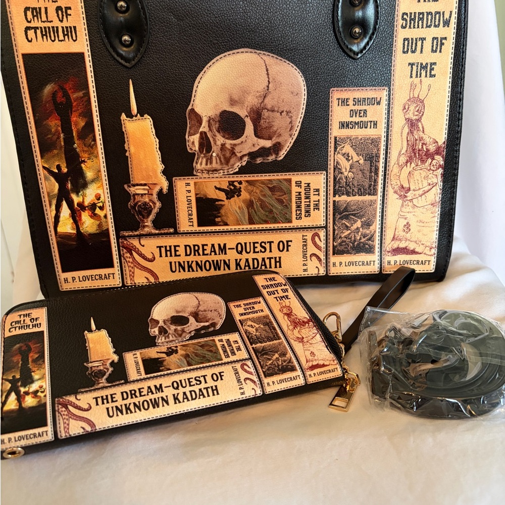 Lettoria H.P. Lovecraft Lovecraftian ~ Large Handbag & Wallet ~ NWT